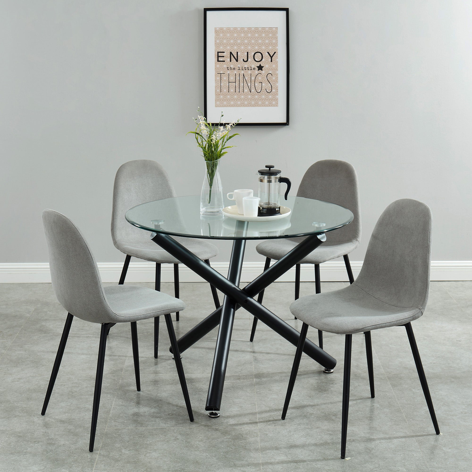 Small round glass dining cheap table and 4 chairs