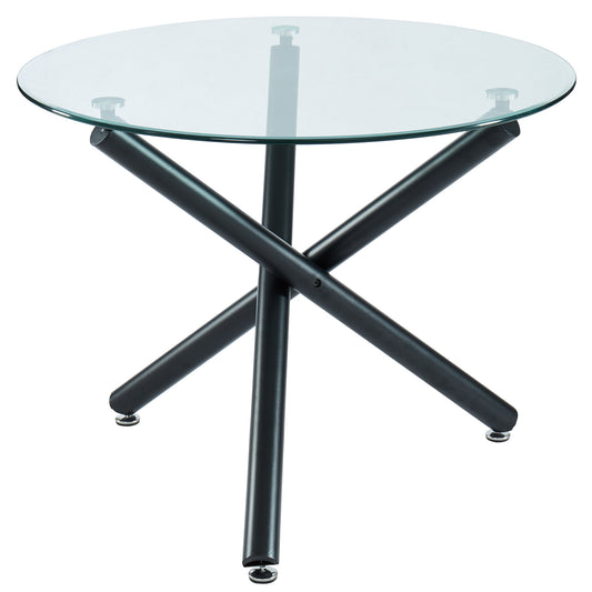 (SUZETTE BLACK- 1)- 39" ROUND- GLASS DINING TABLE- INVENTORY CLEARANCE