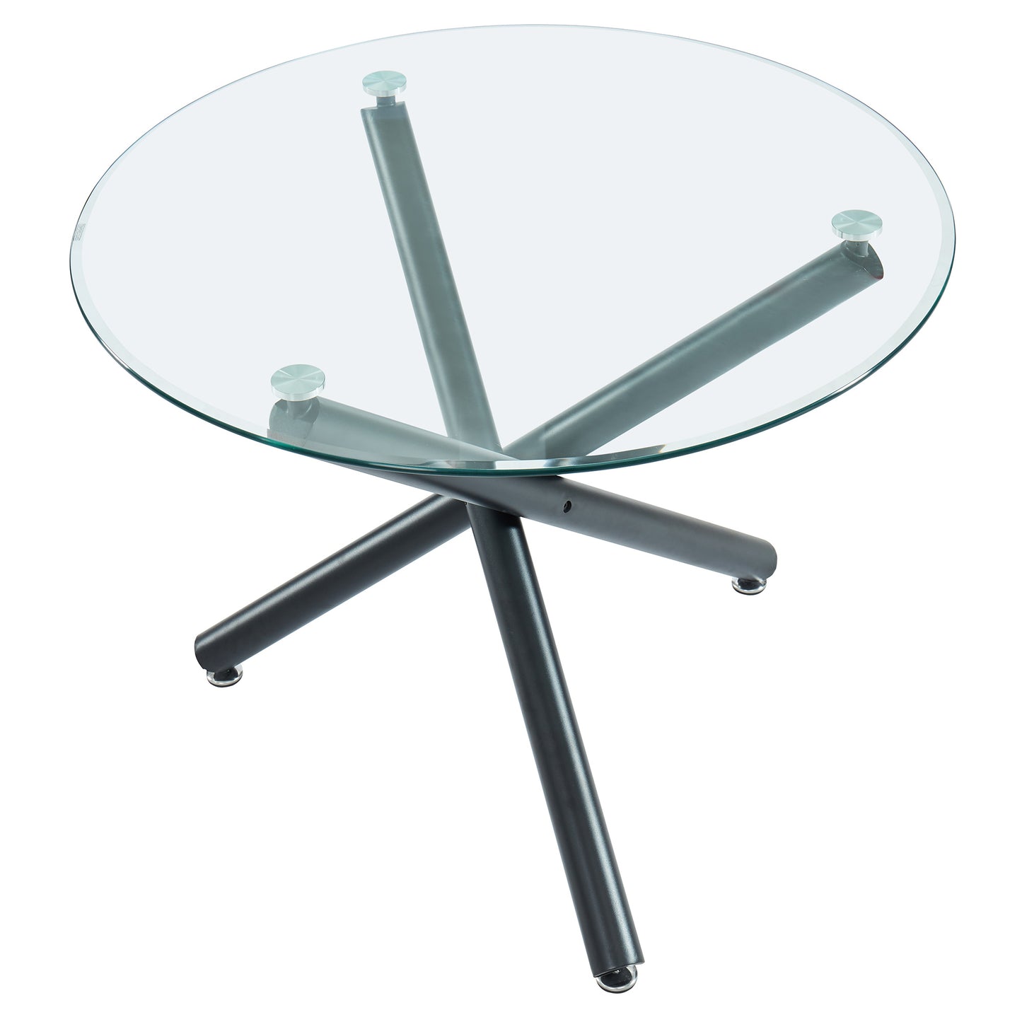 (SUZETTE- OLLY GREY- 5)- 39" ROUND- GLASS DINING TABLE- WITH 4 CHAIRS