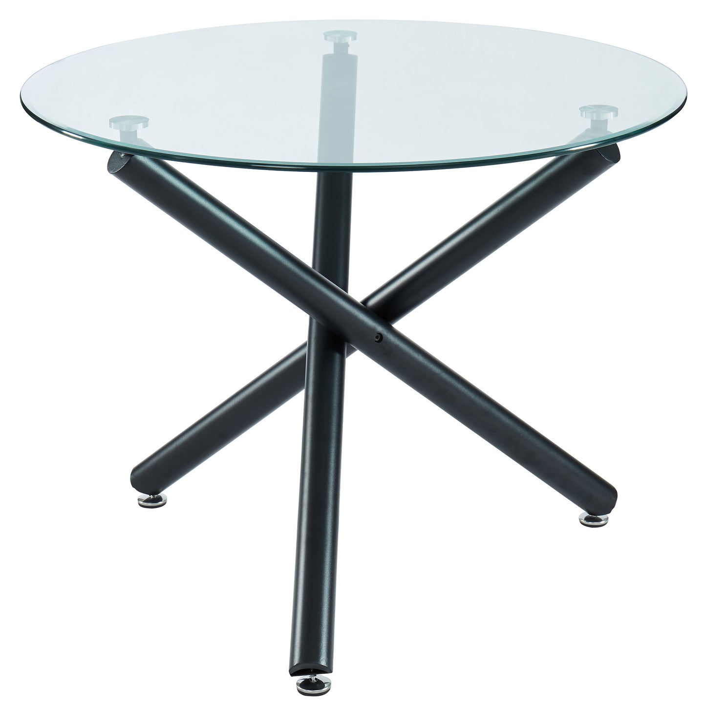 (SUZETTE- OLLY BEIGE- 5)- 39" ROUND- GLASS DINING TABLE- WITH 4 CHAIRS