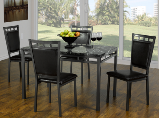 (1230 - 1231 - 5) - MARBLE LOOK - DINING TABLE - WITH 4 CHAIRS
