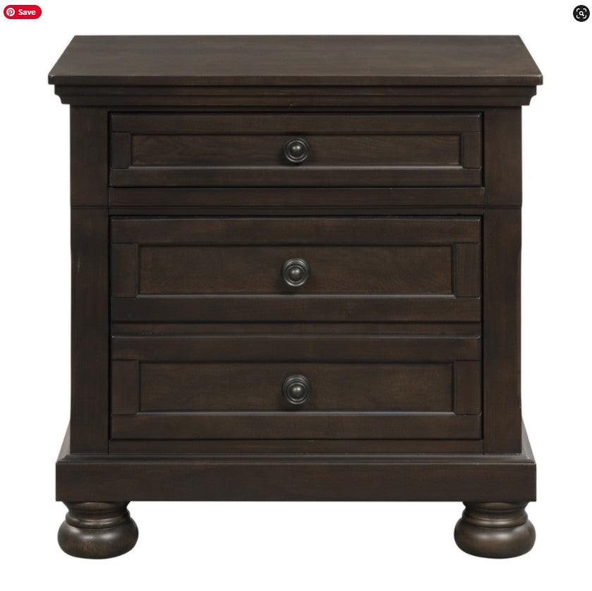 (1718GY GREYISH BROWN- 3)- WOOD NIGHT STAND- WITH HIDDEN DRAWER