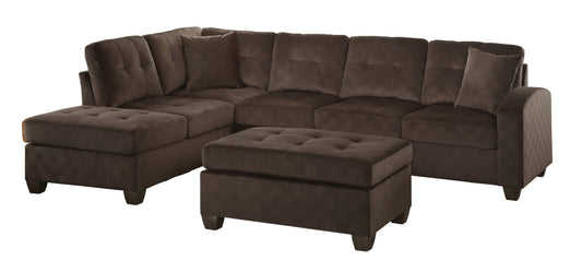 (93670 CHOCOLATE)- REVERSIBLE- FABRIC- SECTIONAL SOFA- WITH OTTOMAN