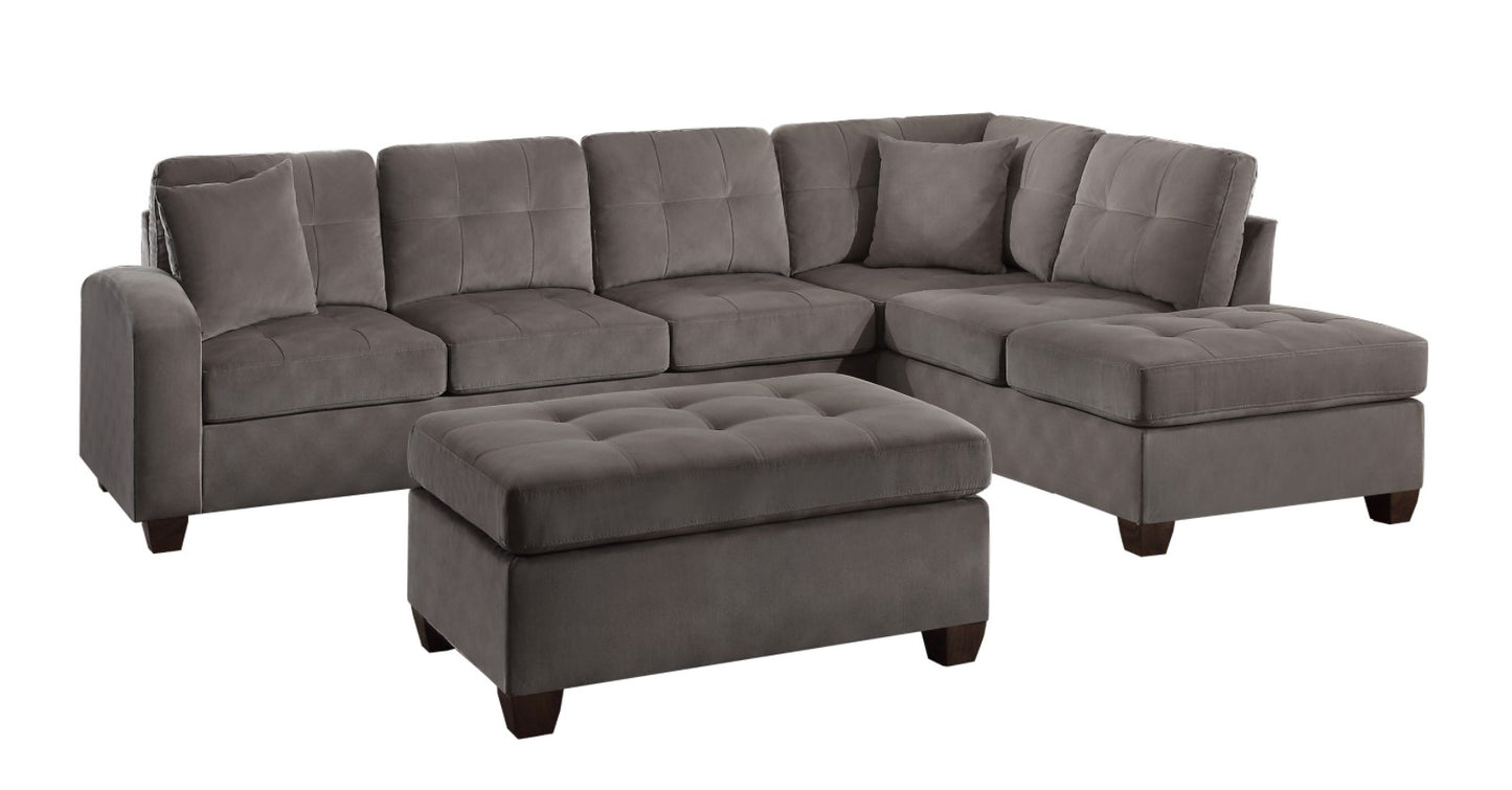 (93670 TAUPE)- REVERSIBLE- FABRIC- SECTIONAL SOFA- WITH OTTOMAN