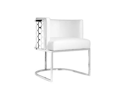 (QI HONEYCOMB OFF WHITE) - VELVET FABRIC - ACCENT CHAIR
