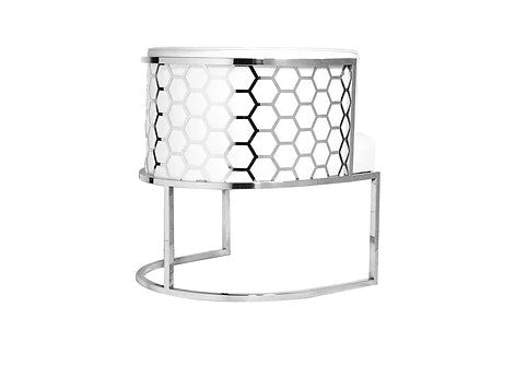 (QI HONEYCOMB OFF WHITE) - VELVET FABRIC ACCENT CHAIR