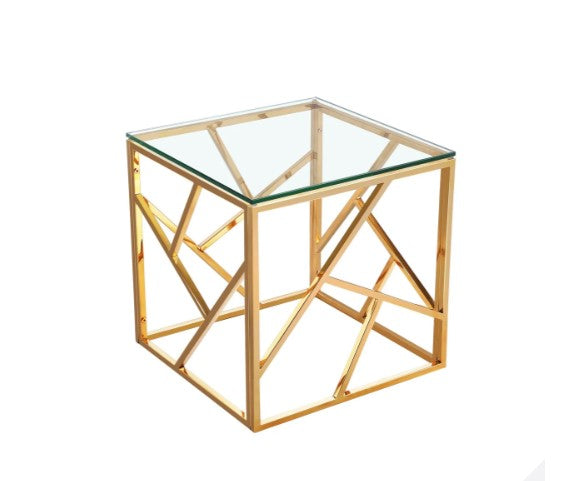 (CAROLE GOLD)- GLASS- ACCENT TABLE