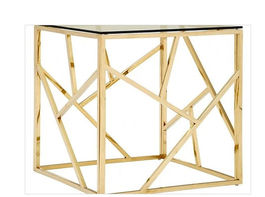(2340 GOLD)- GLASS ACCENT TABLE
