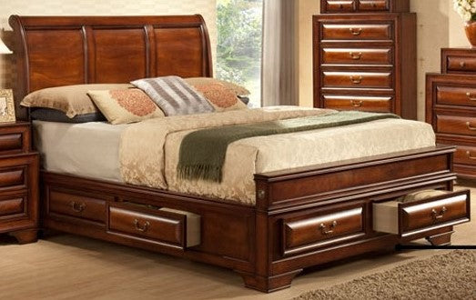 KING SIZE- (IF SOFIA WALNUT- 1)- WOOD BED FRAME- WITH DRAWERS- WITH SLATS