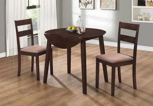 (TORONTO- 1033 ESPRESSO- 3)- WOOD- round- DINING TABLE- WITH 2 CHAIRS