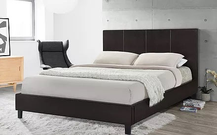 DOUBLE (FULL) SIZE- (UPTOWN ESPRESSO)- LEATHER- BED FRAME- WITH SLATS