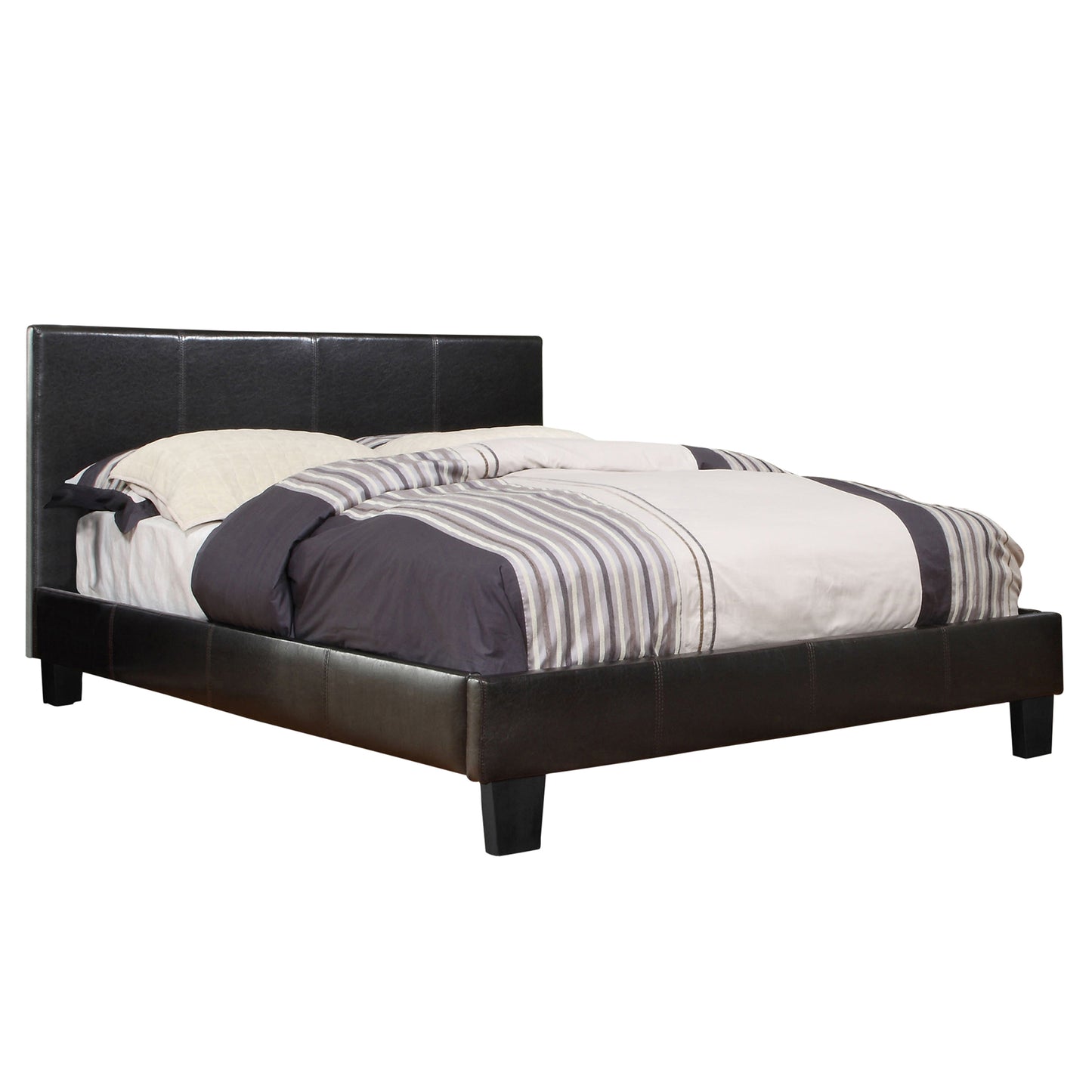 QUEEN SIZE- (VOLT ESPRESSO DISCO)- LEATHER- BED FRAME- WITH SLATS- INVENTORY CLEARANCE