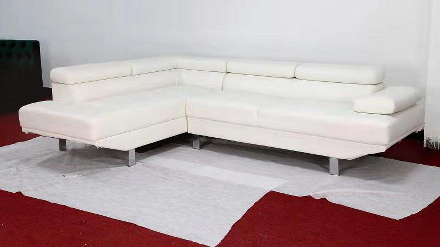 (VIENNA WHITE)- LEATHER AIR- REVERSIBLE- SECTIONAL SOFA
