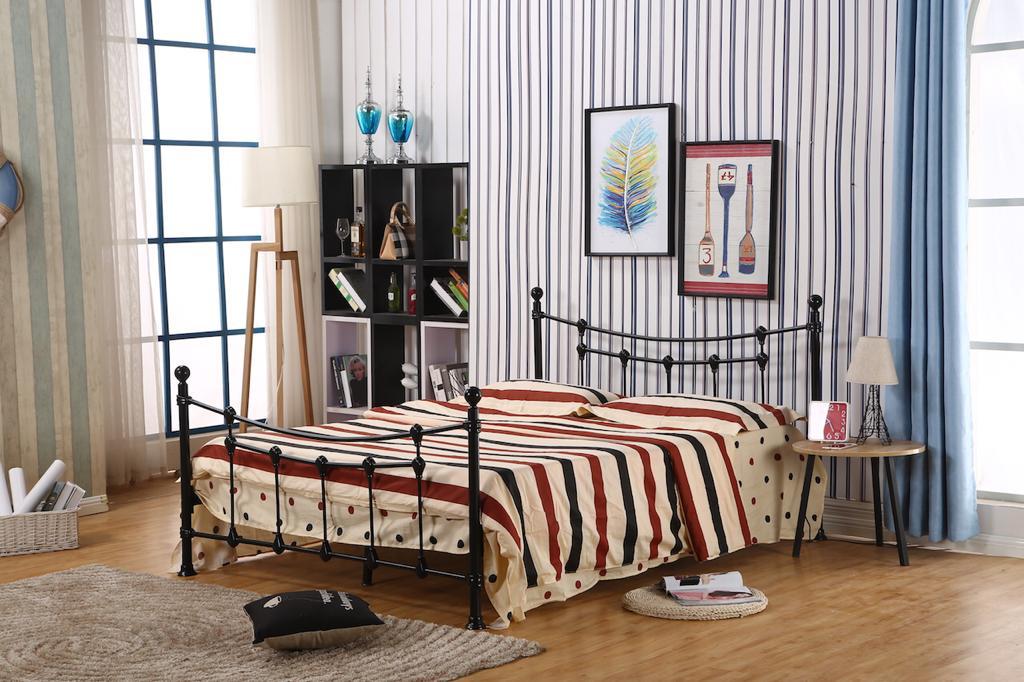 DOUBLE (FULL) SIZE- (04 BLACK)- METAL- BED FRAME- WITH SLATS