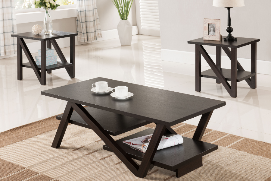 (3500 ESPRESSO) - WOOD - COFFEE TABLE - WITH 2 SIDE TABLES