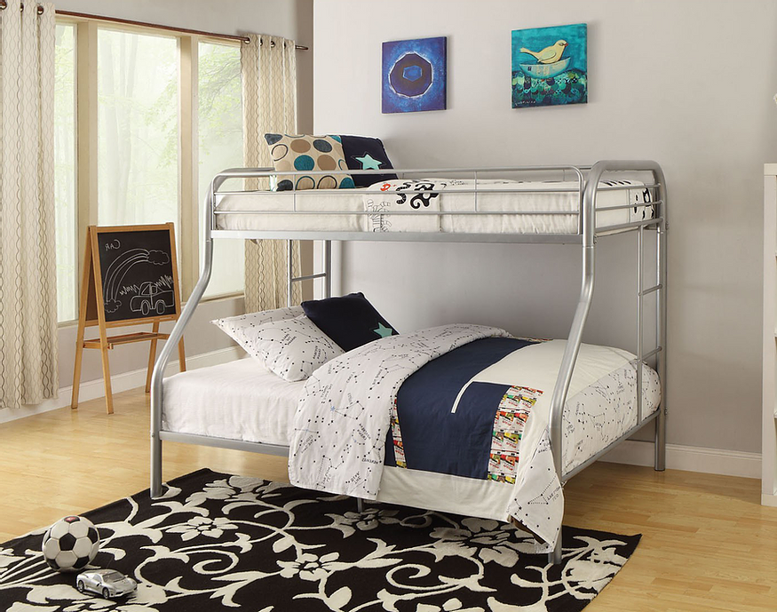 TWIN/ DOUBLE- (501 GREY)- METAL- BUNK BED