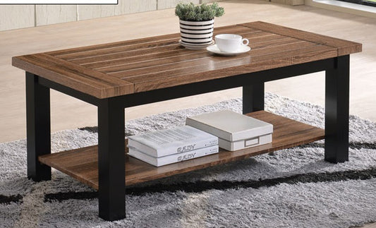 EVE- BROWN COLOR- TWO TONE- WOOD- COFFEE TABLE- WITH SHELF
