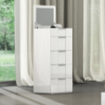 (HARVEY TWO TONE WHITE- 5) - WOOD - WHITE - CHEST OF DRAWERS- WITH BUILT IN MIRROR