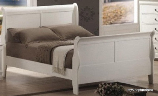 QUEEN SIZE- (LP WHITE BO- 1)- WOOD- BED FRAME- (BOX SPRING REQUIRED)